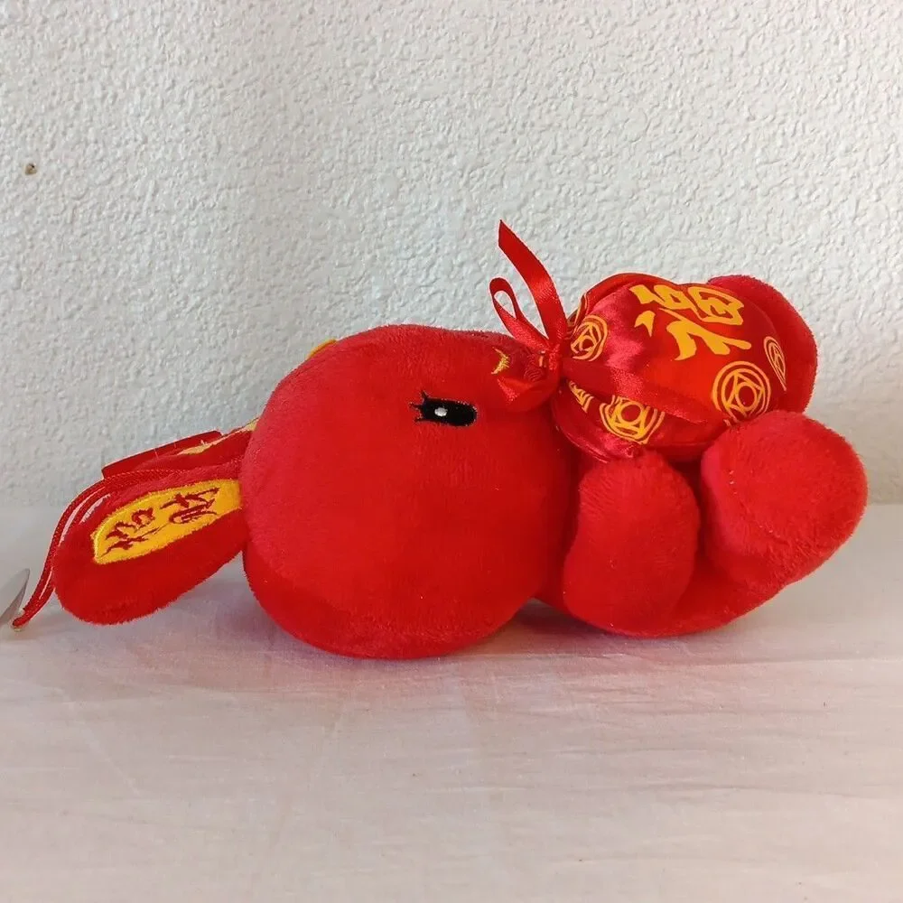 Chinese Lunar New Year Rabbit Bunny Red Gold Stuffed Plush Window Hanger Tags